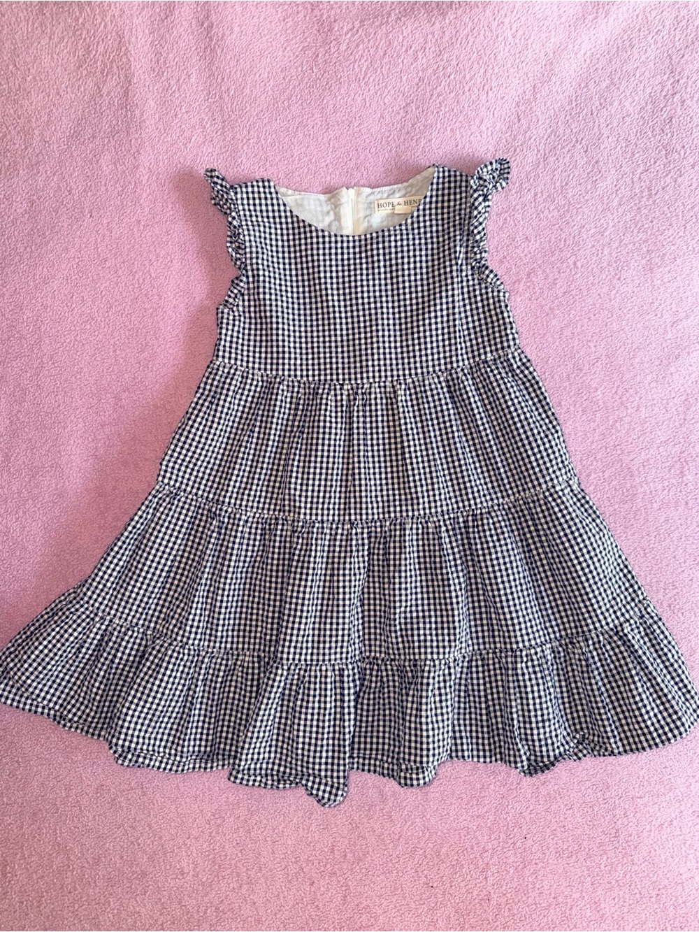 Hope & Henry Girls Black & White Gingham Tiered Dress